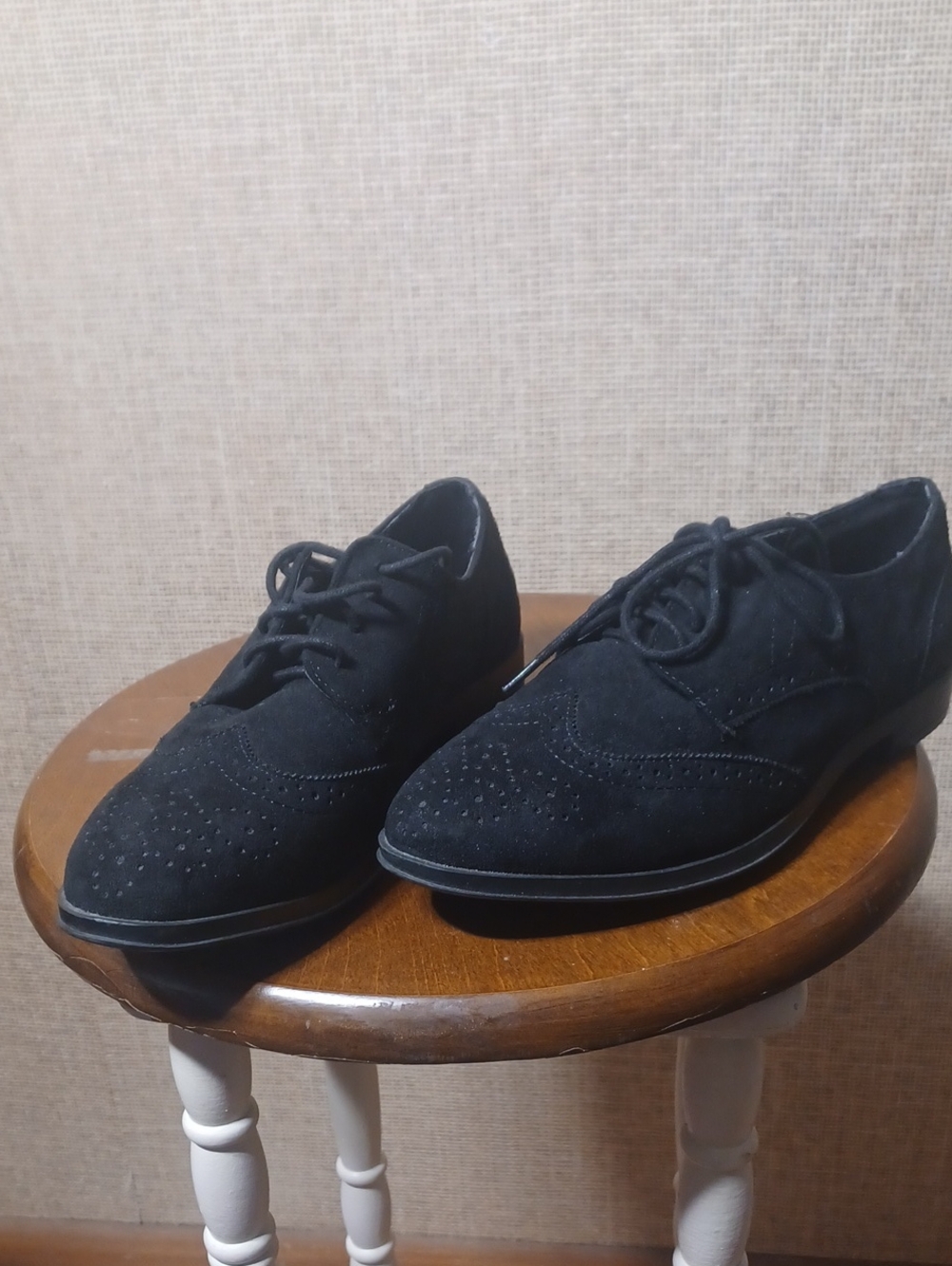 MIA Black Suede Brogue Derby Shoes